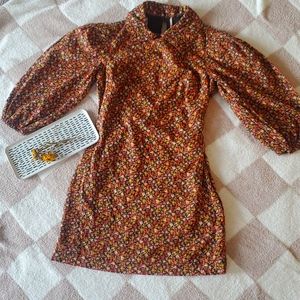 Free People EUC Collared Floral Cottagecore Mini Dress
